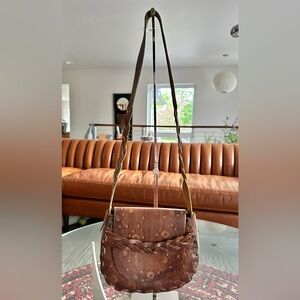 Vintage 1970s Hippie Leather Boho Hand Tooled Purse Crossbody Bag